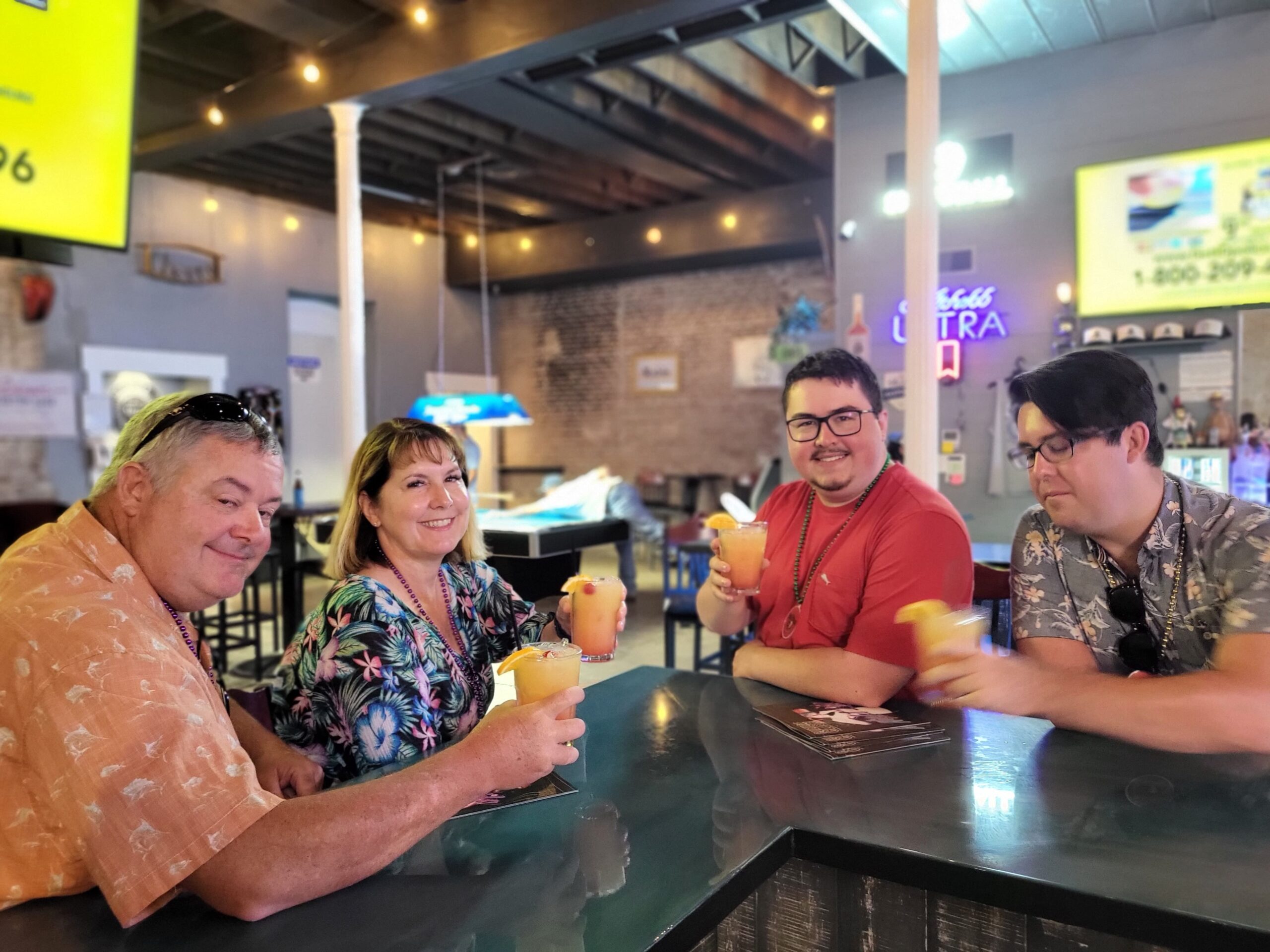 Craft drinks at a Galveston Island tour stop