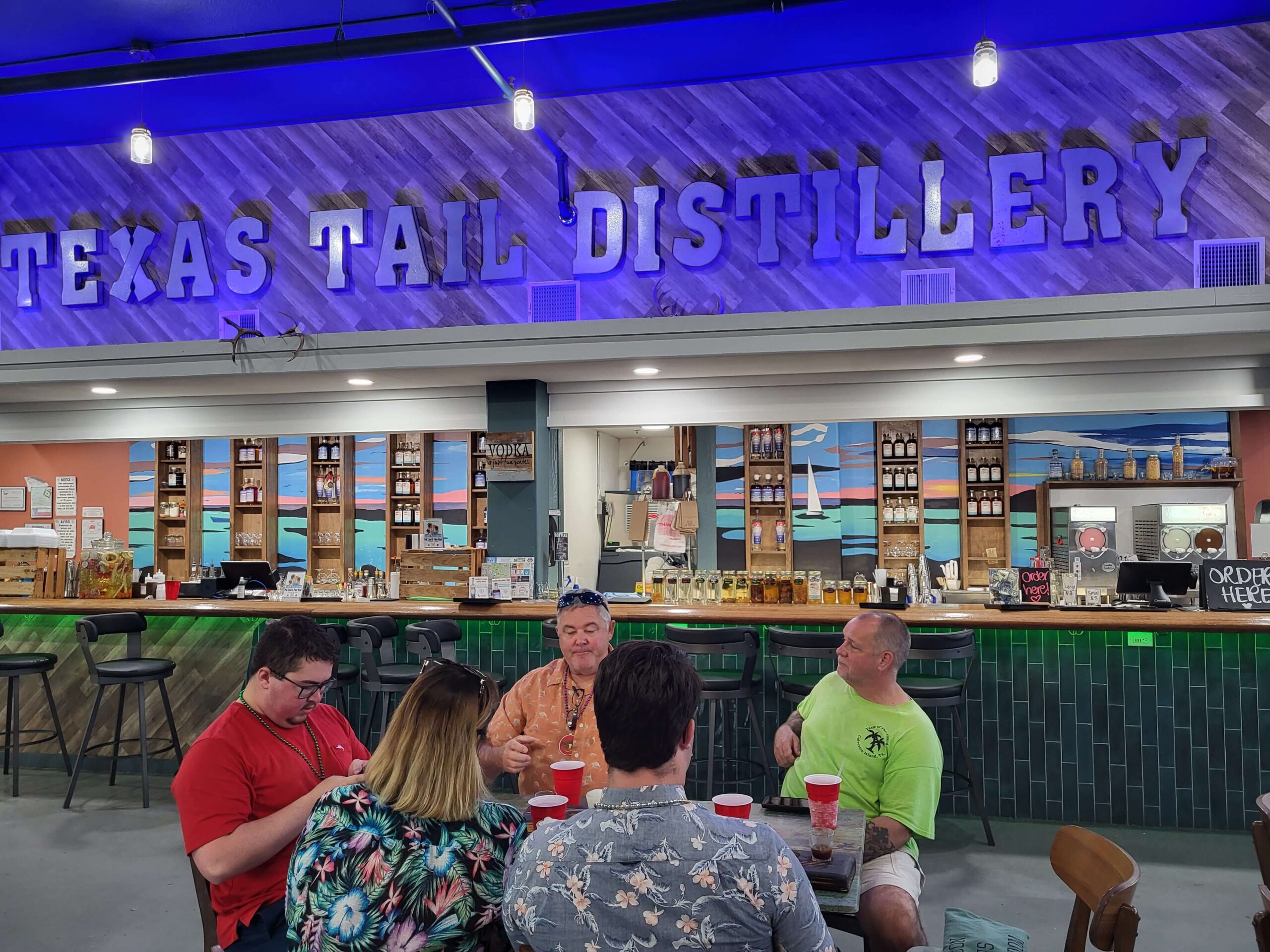 Drinks and food at a Galveston tour stop