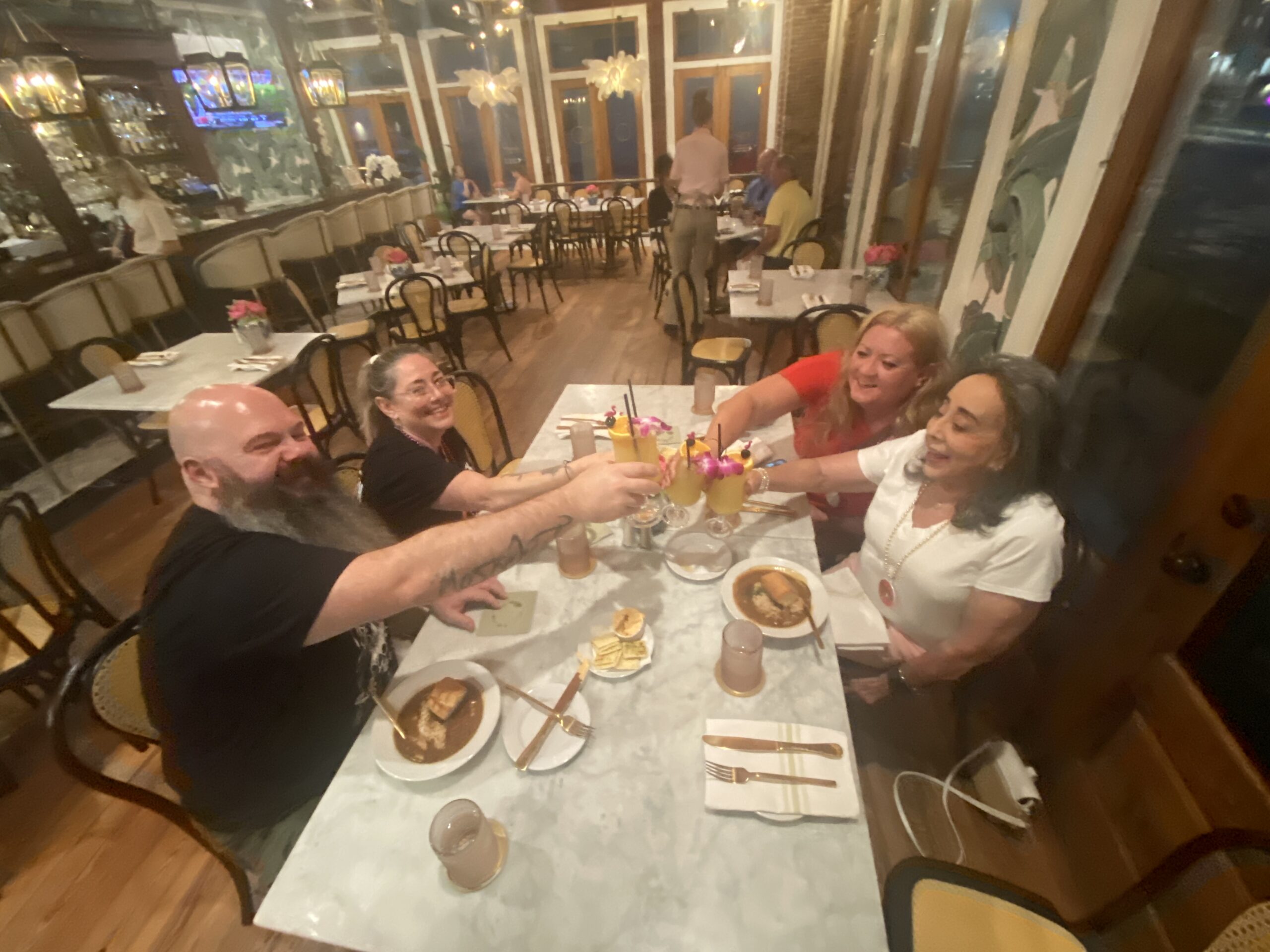 Happy tour group at the third stop of our food and drink tour