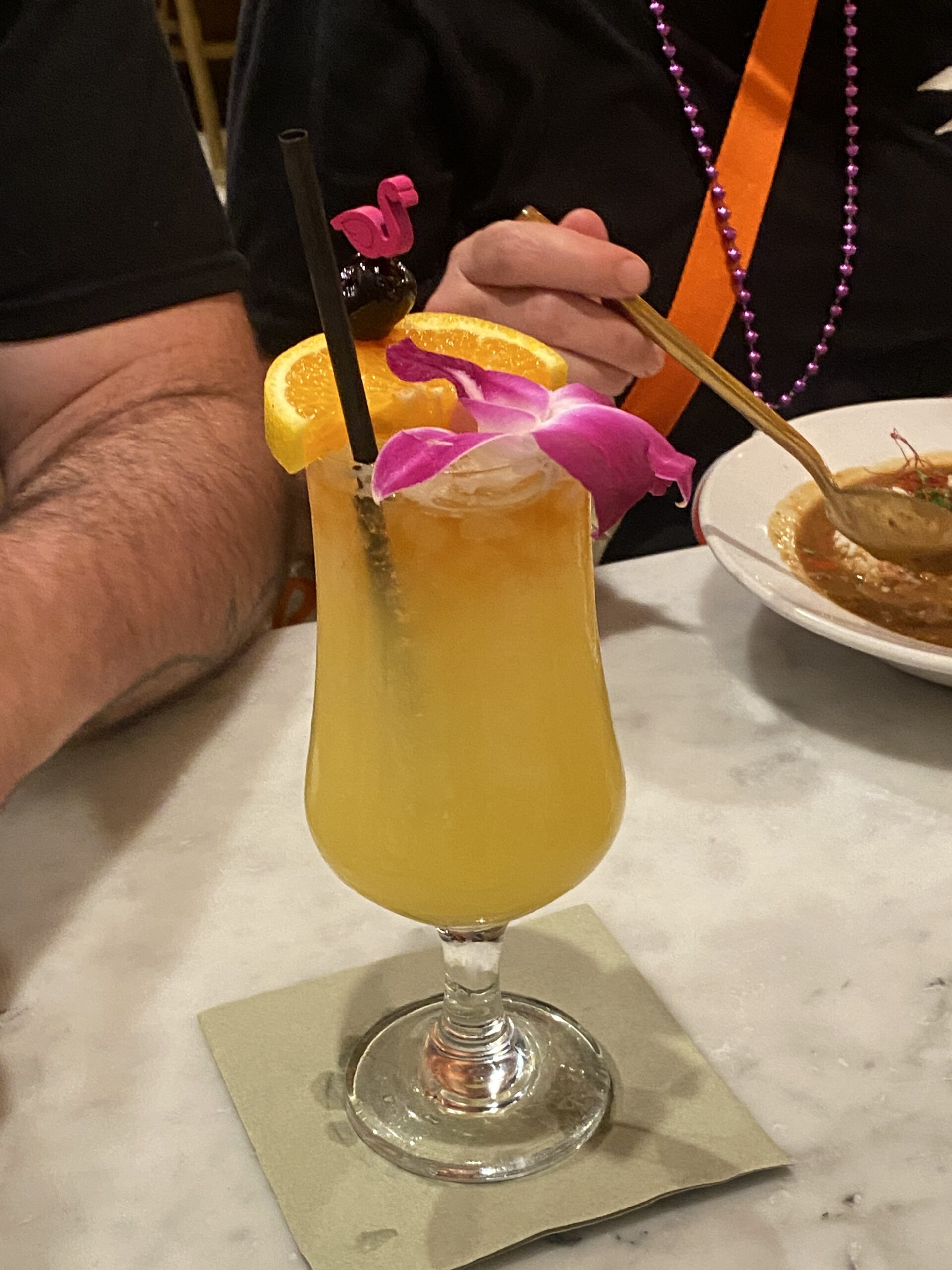Beautiful hurricane cocktail from one of our local Galveston tour stops
