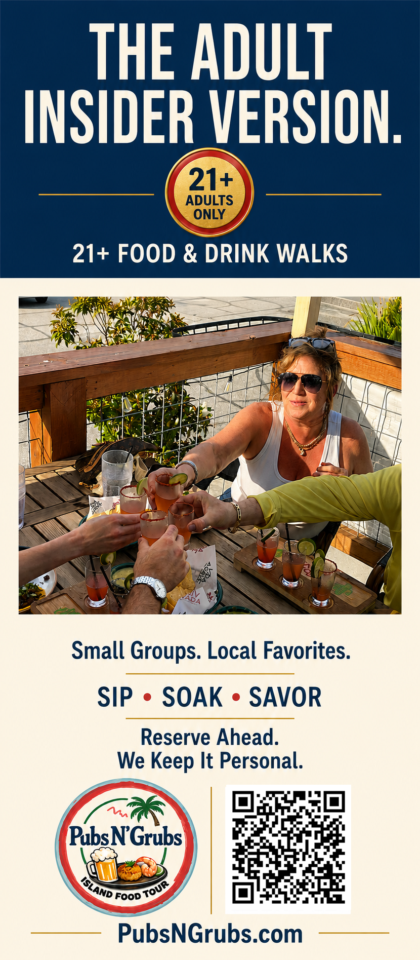 Pubs N' Grubs Adult Insider Version bus shelter advertisement.